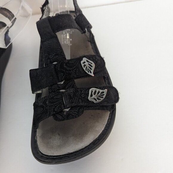 Alegria Kleo Comfort Black Silver Leaf Platform Sandals Gladiator Size 41 - Picture 6 of 12